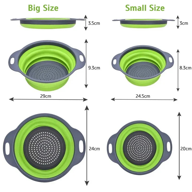 Foldable Strainer Fruit Vegetable Washing Basket Colander Dish Drainer Silicon Colander Collapsible Drainer Kitchen Gadgets