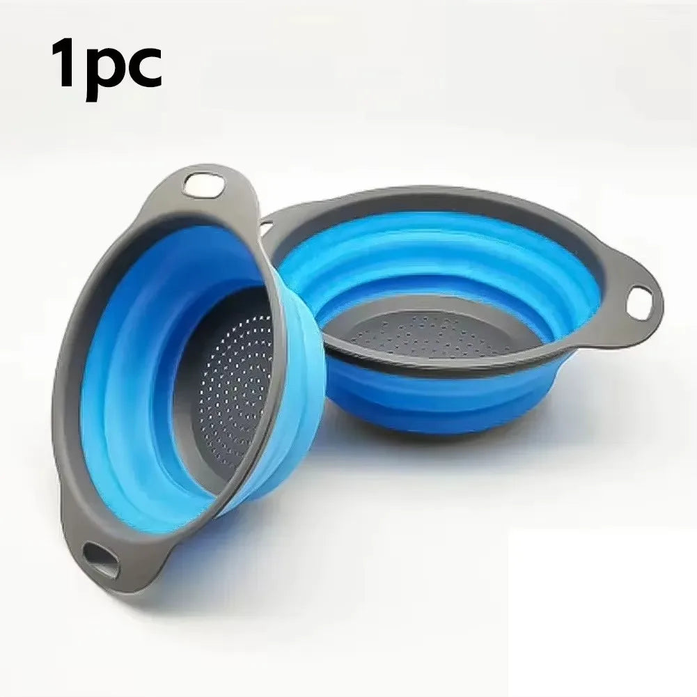 Foldable Strainer Fruit Vegetable Washing Basket Colander Dish Drainer Silicon Colander Collapsible Drainer Kitchen Gadgets