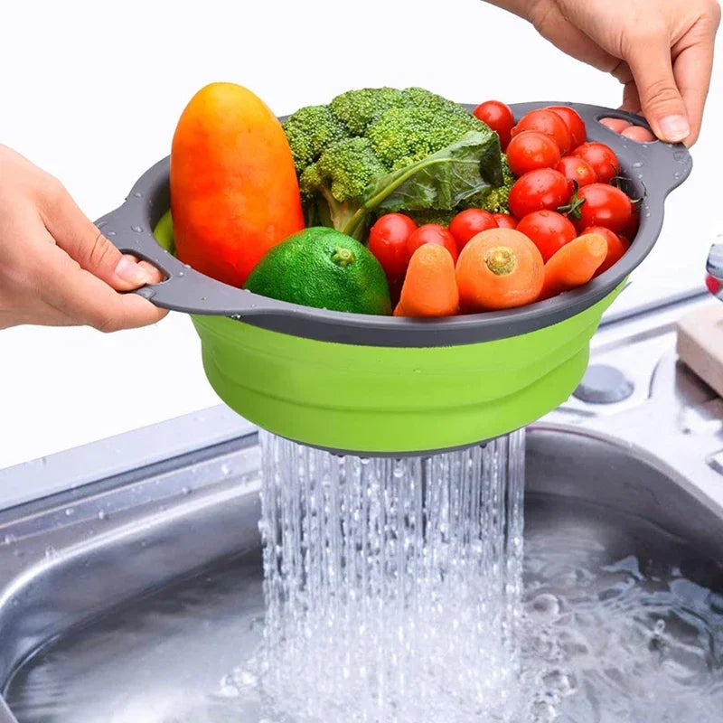 Foldable Strainer Fruit Vegetable Washing Basket Colander Dish Drainer Silicon Colander Collapsible Drainer Kitchen Gadgets