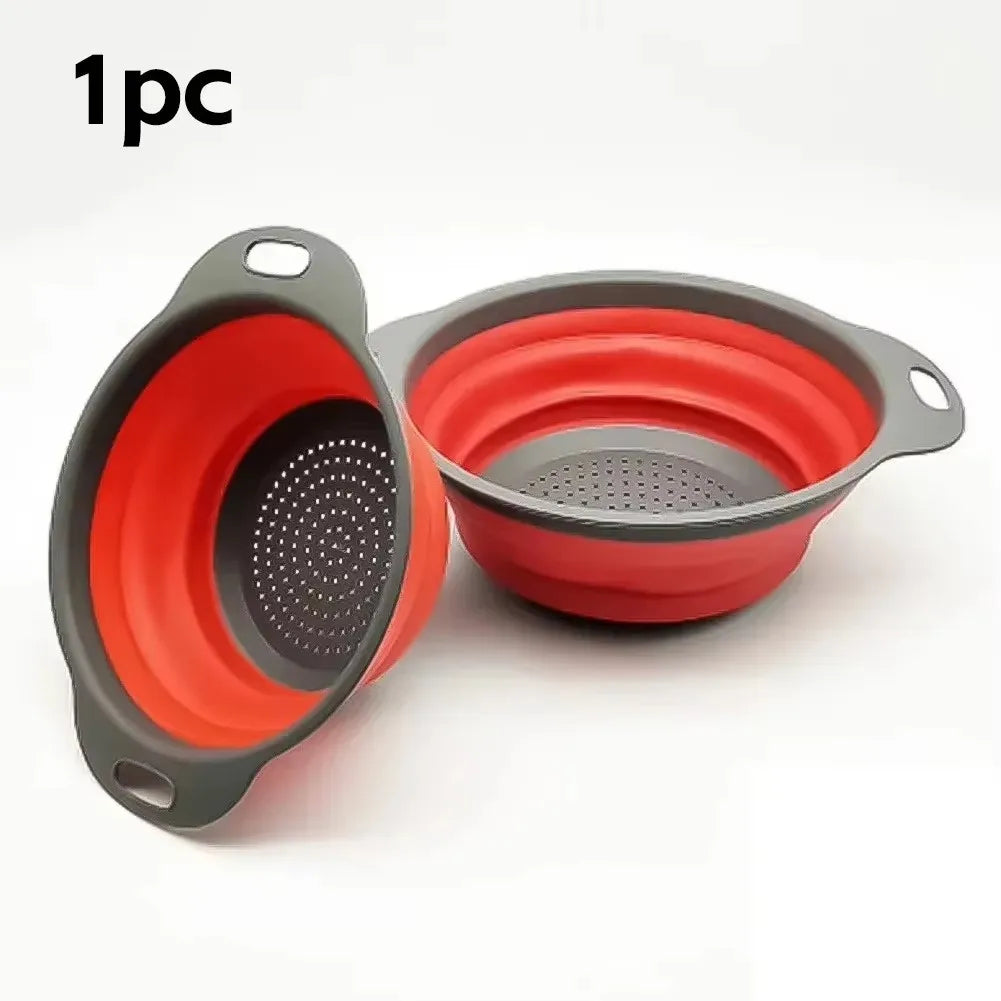 Foldable Strainer Fruit Vegetable Washing Basket Colander Dish Drainer Silicon Colander Collapsible Drainer Kitchen Gadgets